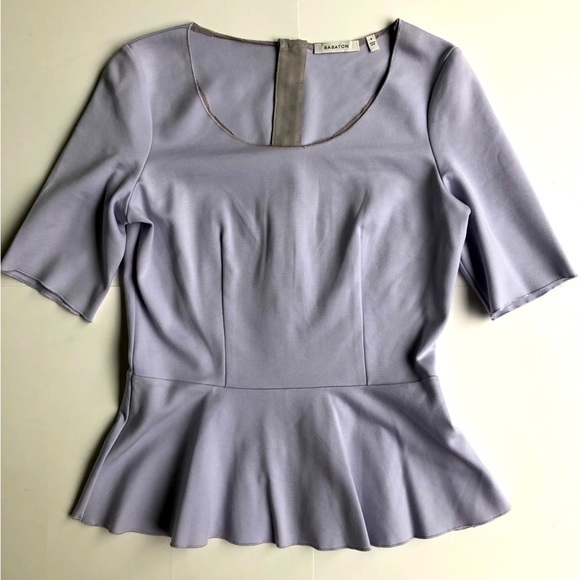 ARITZIA Babaton Barrett Peplum Women’s Top Size S Back Zip Lilac‎ Ruffle - Picture 2 of 15